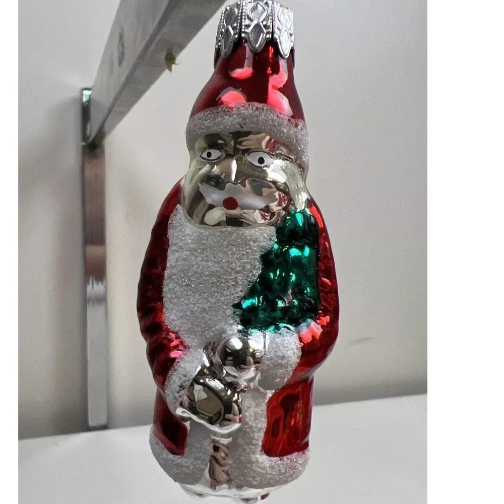 VTG Western Germany Mercury Glass Blown Ornament Santa Claus Lot of‎ 4 Classic